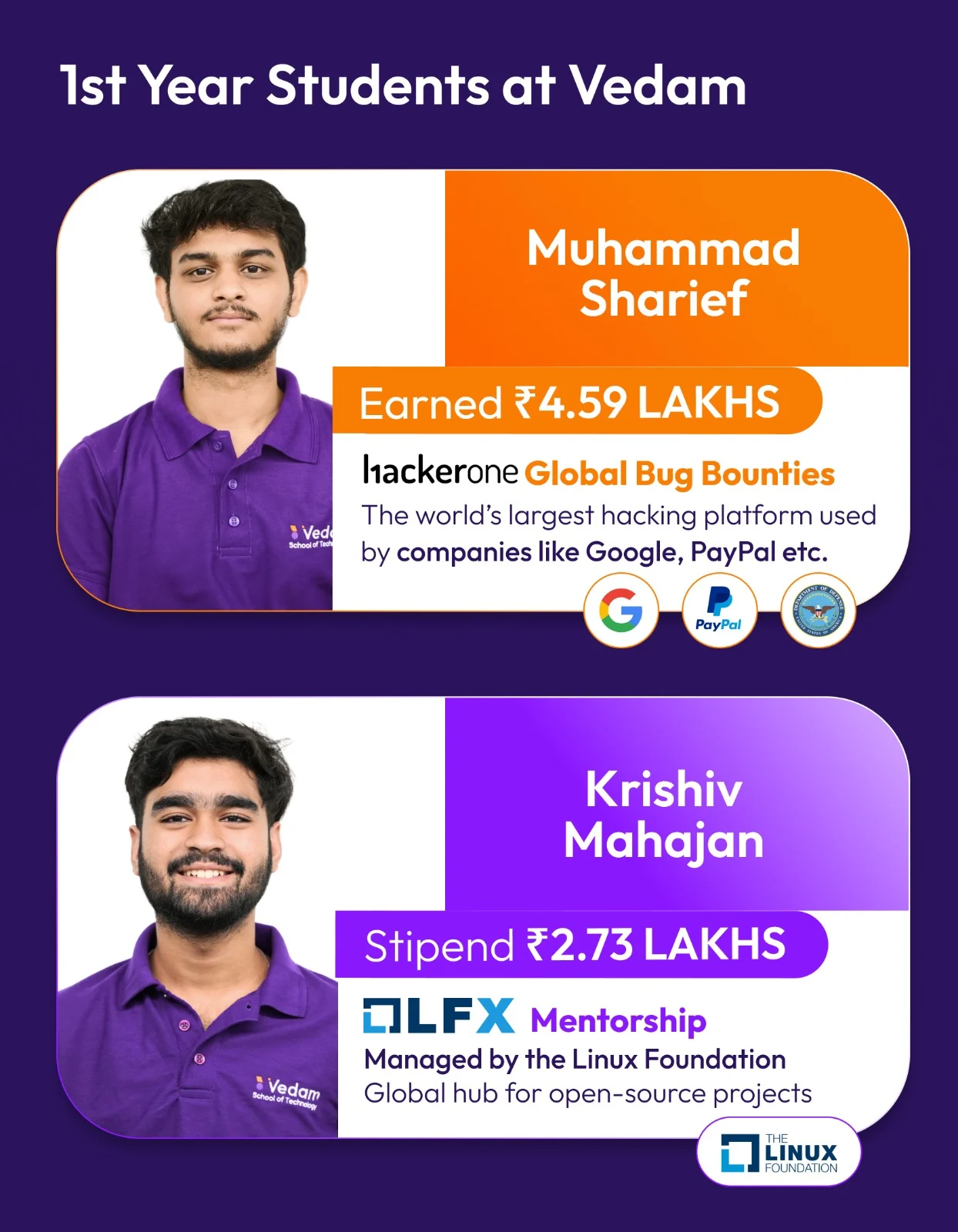 Student success story at Vedam